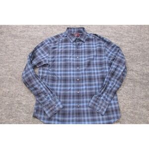 Untuckit Shirt Men M Blue Check Long Sleeve Button Up Walton-WF Dress Casual